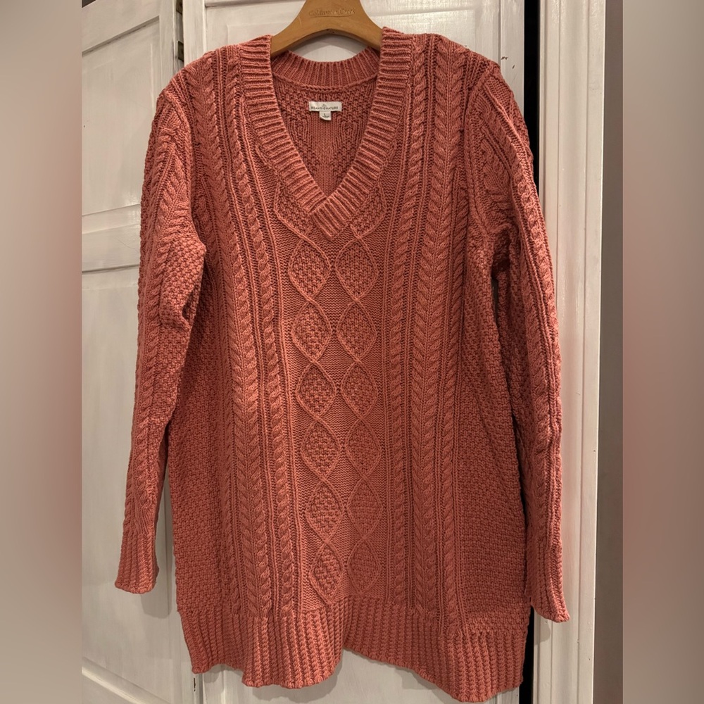 L.L. Bean Women's V-Neck Sweater in Coral